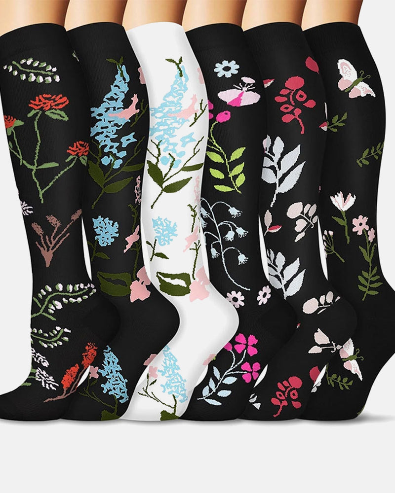 6-Pair Compression Socks — All-Day Support for Work, Running & Recovery