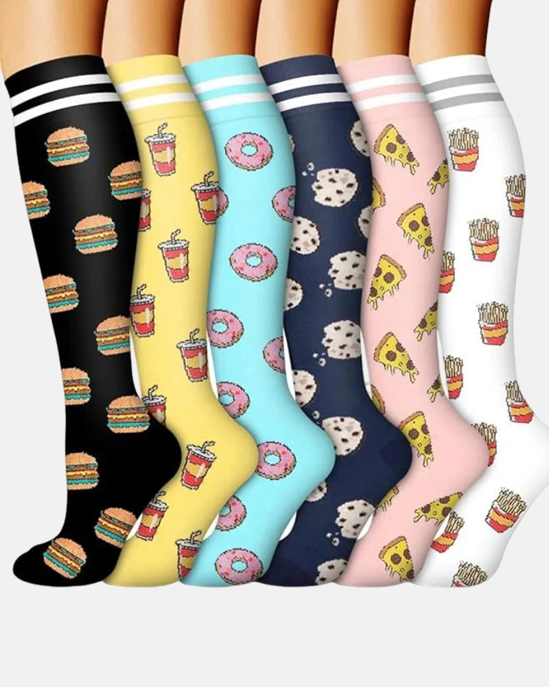 6-Pair Compression Socks — All-Day Support for Work, Running & Recovery