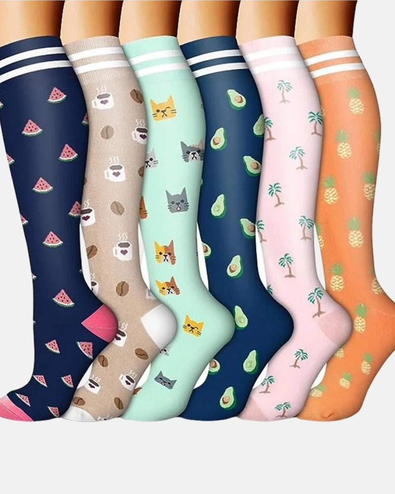 6-Pair Compression Socks — All-Day Support for Work, Running & Recovery