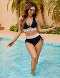 High Waisted Tummy Control Color Block Bikini Sets