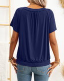 Top fruncido de mujer con cuello de pico holgado