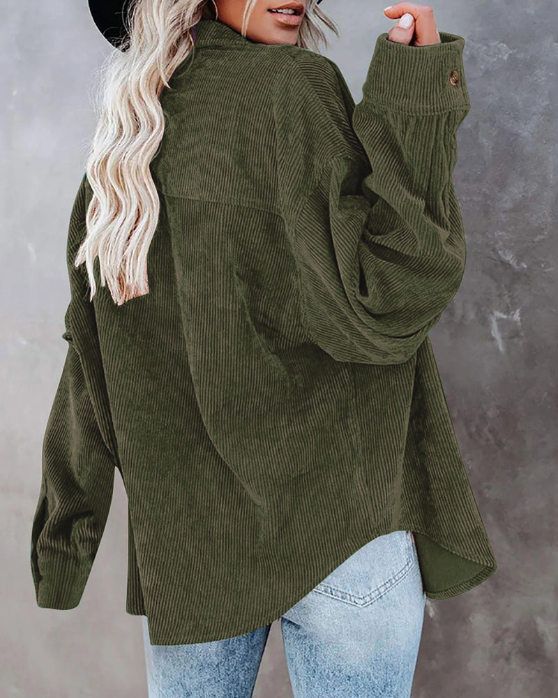 Oversized Boyfriend Corduroy Button Down Shirt