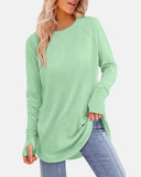 Women Long Sleeve Thumb Hole Crew Neck Tunic Top