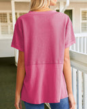Summer Cozy Oversized Waffle Knit V-Neck Top