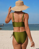 Petal Cutout V-Neck Two-Piece Bikini Set