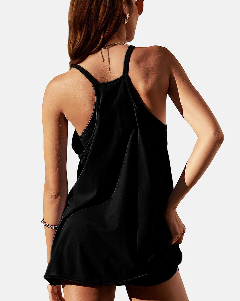 Women's Sleeveless Mini Dress with Built-in Shorts
