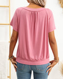 Top fruncido de mujer con cuello de pico holgado