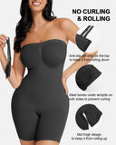 Strapless Tummy Control Seamless Bodysuit with Removable Straps