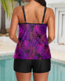 Conjunto de Tankini Deportivo con Control Abdominal y Pantalones Cortos con Bolsillos
