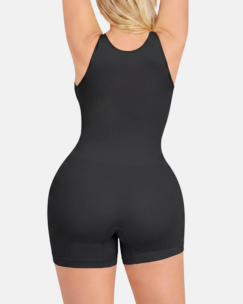 V Neck Sleeveless Short Tummy Control Jumpsuits