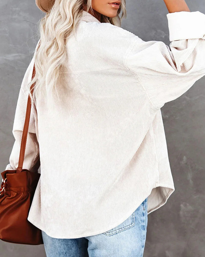 Oversized Boyfriend Corduroy Button Down Shirt