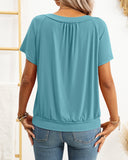 Top fruncido de mujer con cuello de pico holgado