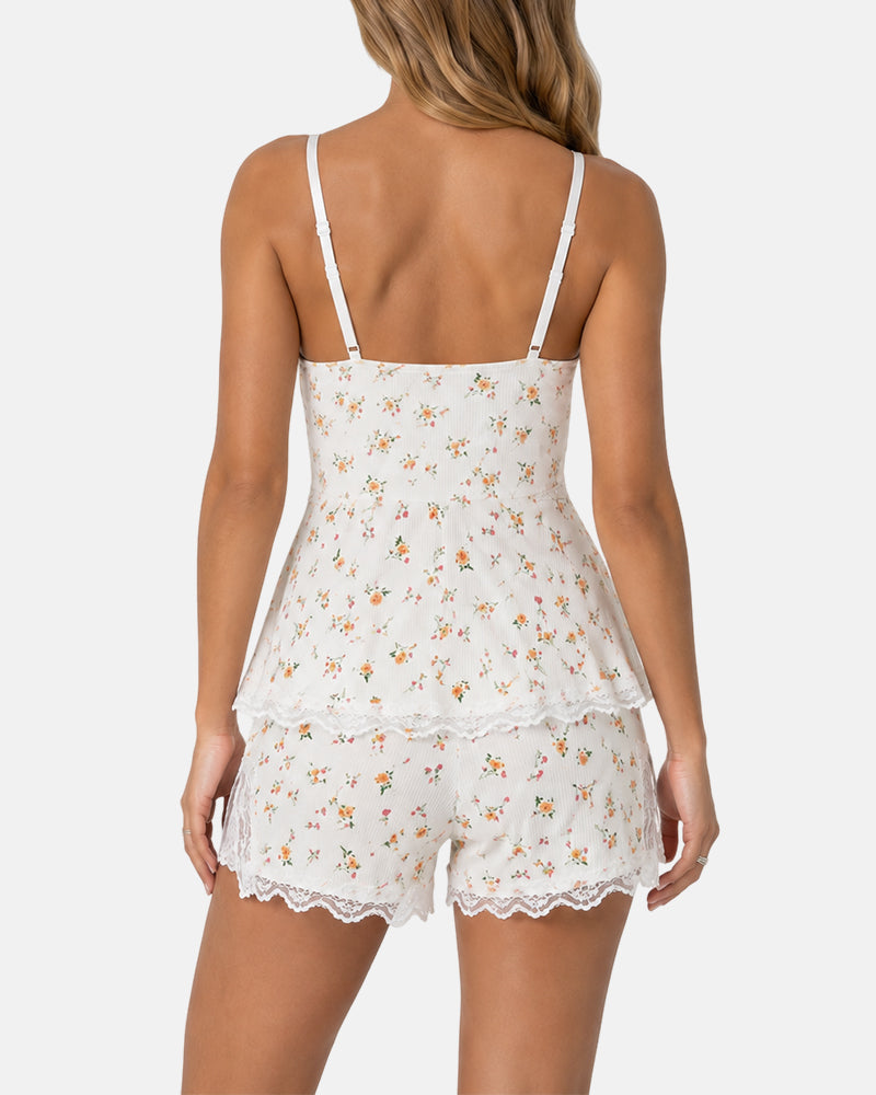 Tan suave, tan sexy – Conjunto de pijama con camisola de encaje Slomra