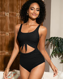 Cutout Tie Knot Tummy Control One Piece Swimsuit