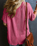 Textured V-Neck Dropped Shoulder Relaxed Tee