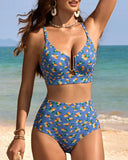 High Waisted U Wire Bikini Set Floral Print Swimsuit