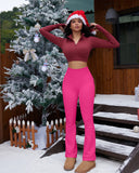 Ribbed Seamless High-Waist Flare Leggings