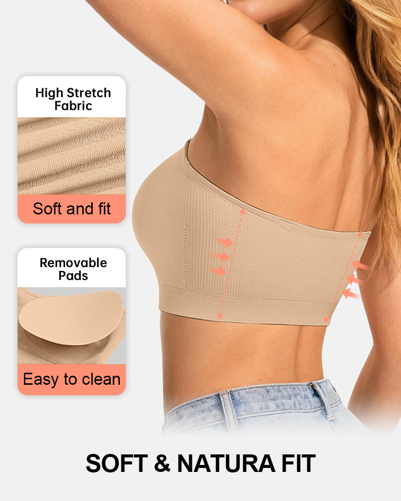 Sujetador Bandeau de Mujer Antideslizante Sin Costuras Inalámbrico Push Up