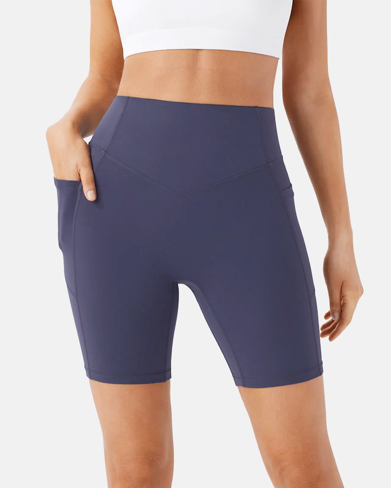 High Waisted Scrunch Butt Lifting Tummy Control Pocket Biker Shorts