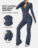 Women Zip Up Long Sleeve Workout Jumpsuit