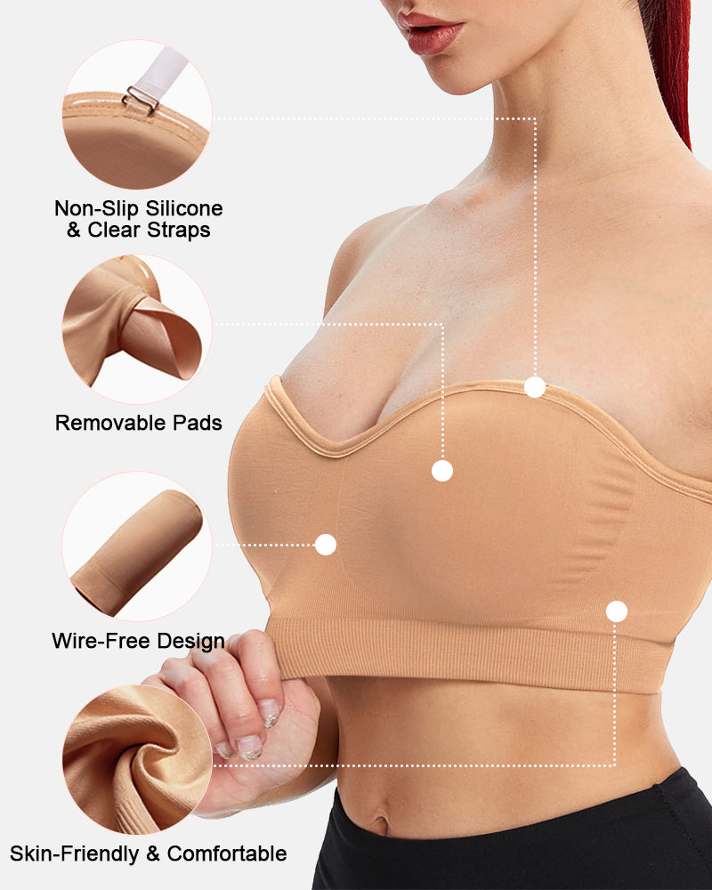 Non-Slip Seamless Wirefree Strapless Bandeau Bra