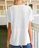 Summer Cozy Oversized Waffle Knit V-Neck Top