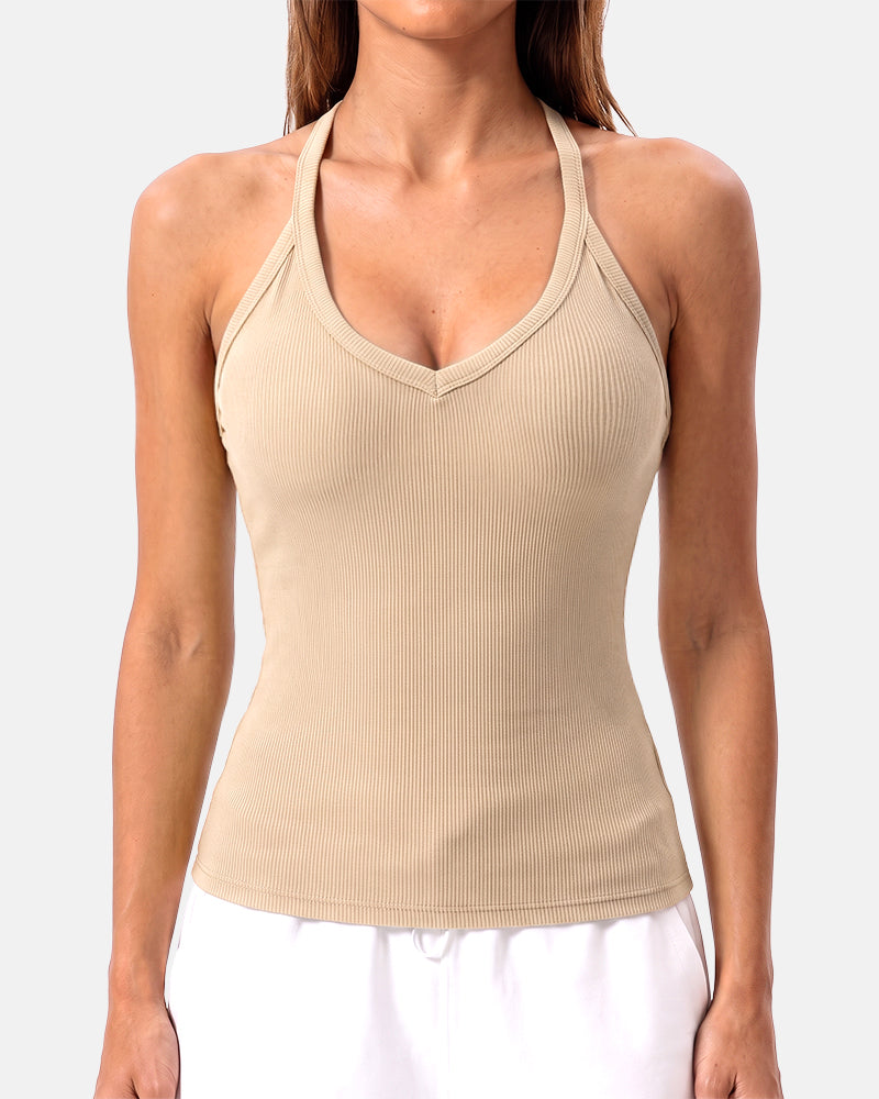 Camisetas sin mangas con tirantes finos, bordado troquelado y cuello redondo