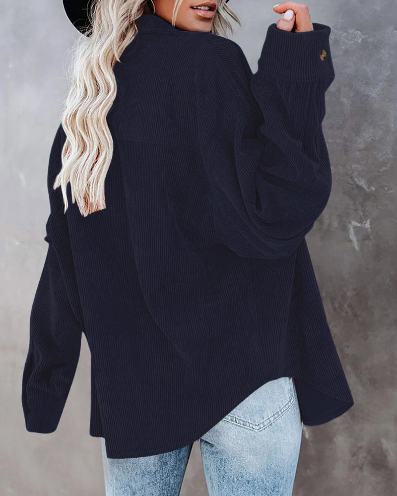 Oversized Boyfriend Corduroy Button Down Shirt