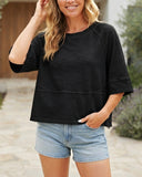 Crewneck Batwing Half Sleeve Solid Color T-Shirts