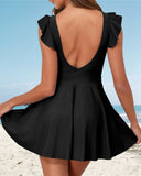 Ruffle Cutout Tummy Control Modest One Piece Swimsuit