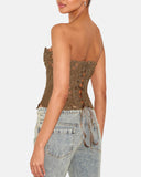 Lace Up Contrast Lace Corset Top Tummy Control Shapewear