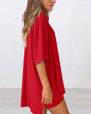 Summer Casual Oversized Lounge Set with Split Hem Shirts & Side Pocket Biker Shorts