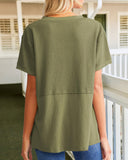 Summer Cozy Oversized Waffle Knit V-Neck Top