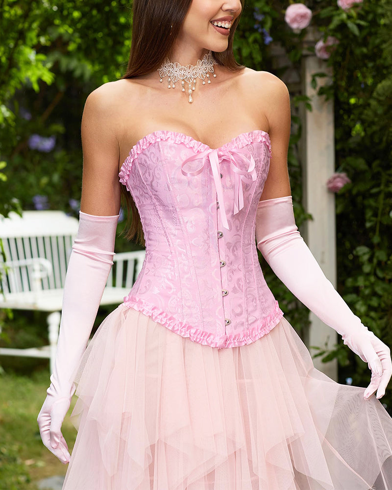Lace Up Boned Overbust Corset Bustier
