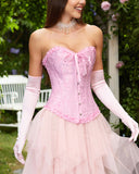 Lace Up Boned Overbust Corset Bustier