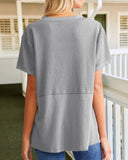 Summer Cozy Oversized Waffle Knit V-Neck Top