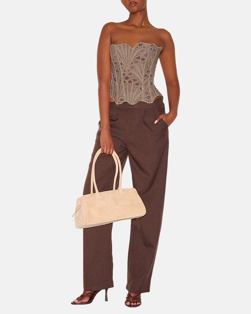 Lace Up Contrast Lace Corset Top Tummy Control Shapewear