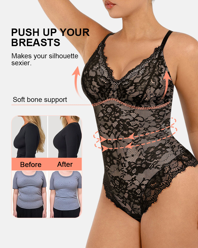 Lace Shapewear Thong Tummy Control Bodysuit