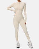 Women Zip Up Long Sleeve Workout Jumpsuit
