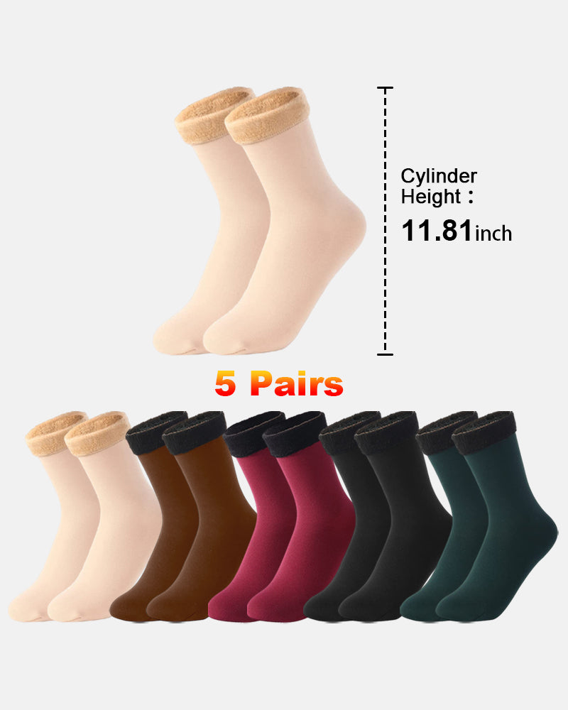 5-Pair Thermal Fleece Winter Snow Socks — Built for Freezing Temps