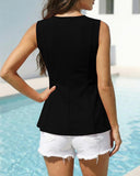 Camisetas sin mangas con cuello redondo y corte peplum ajustado para mujer