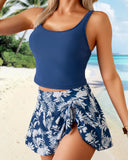 Two Piece Tankini Bathing Suit Tummy Control Tank Top with Swim Skirt