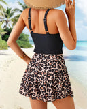 Traje de baño de tankini de dos piezas, control de abdomen, top tank con falda de natación