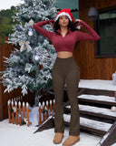 Ribbed Seamless High-Waist Flare Leggings