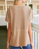 Summer Cozy Oversized Waffle Knit V-Neck Top