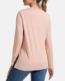 Women’s V-Neck Long Sleeve Casual Top — Loose Fit Basic Tee