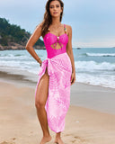 New Glossy Beaded One Piece Swimsuit with Cover Up Sarong