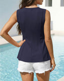 Camisetas sin mangas con cuello redondo y corte peplum ajustado para mujer
