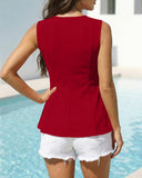 Camisetas sin mangas con cuello redondo y corte peplum ajustado para mujer
