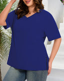 Longer Sleeve Plus Size V-Neck T-Shirt — Covers Your Arms & Hides Your Belly